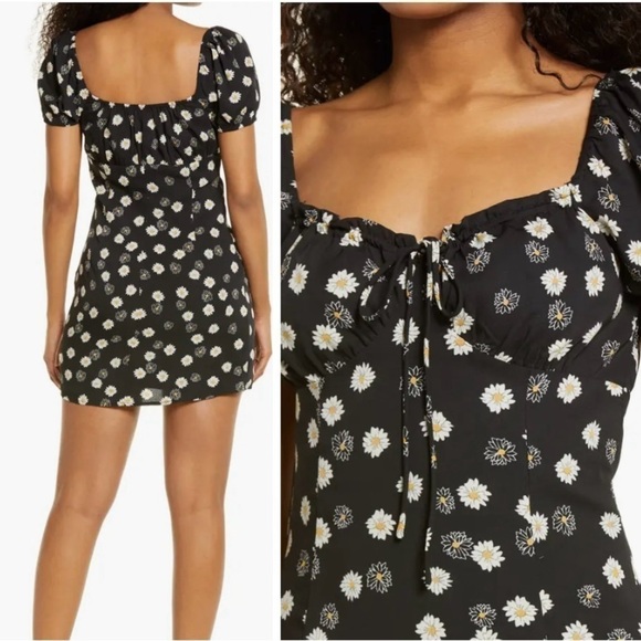 BP Floral Ditsy Tie Front Mini Sundress Dress Daisy Retro XL Sun Dress - Picture 1 of 14